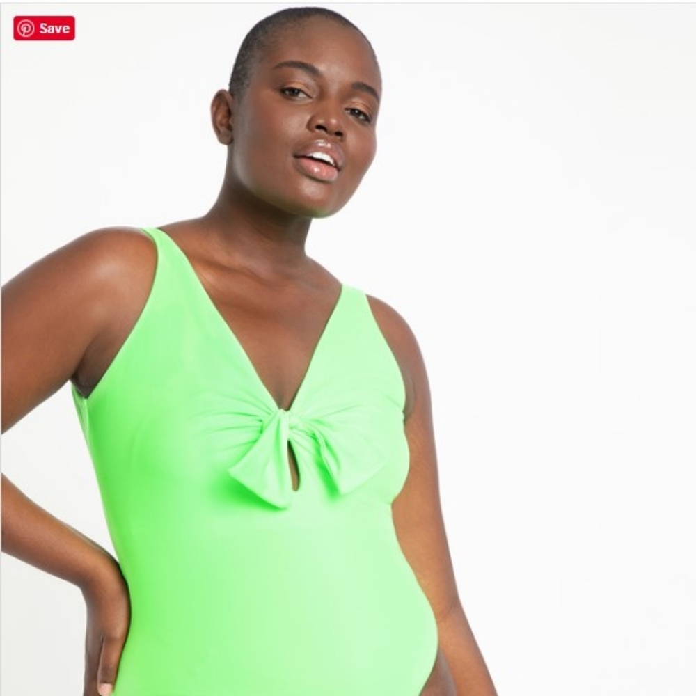 NWT Neon Green Tie Front Swimsuit